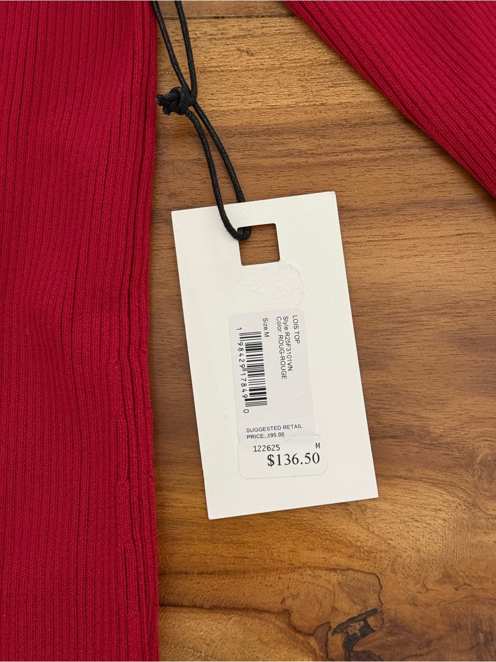 Staud Red One-Shoulder Ribbed Sweater Top - Picture 3 of 5